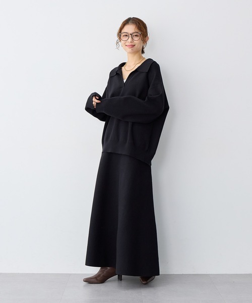 anyfee スカート 「anyfee/大きいサイズ」ニットフレアスカート