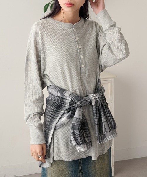 Hanes（ヘインズ） tシャツ 「Hanes」ヘンリーネックオーバークルー