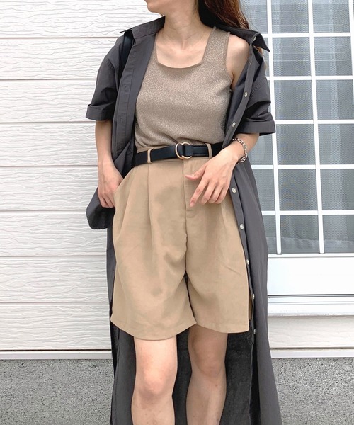 「Q」 ノースリーブトップス MEDIUM ダークブラウン レディース_画像5