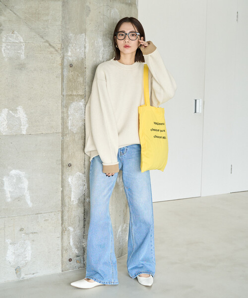 missel / ミゼール ステッチ風チェックセーター