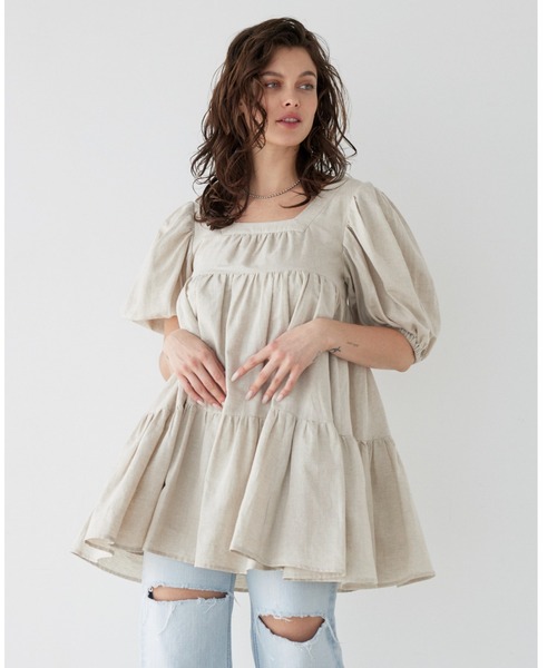 「ALEXIA STAM」 半袖ワンピース M カーキ レディース_画像8