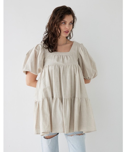 「ALEXIA STAM」 半袖ワンピース M カーキ レディース_画像9