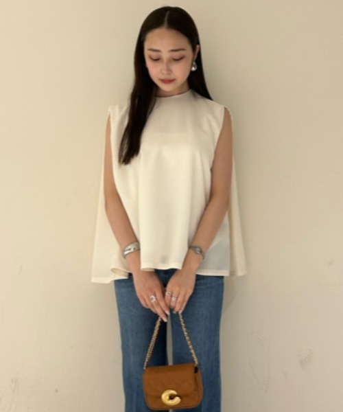 「Mila Owen」 ノースリーブブラウス 0 ホワイト レディース_画像3