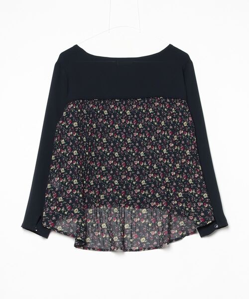 「LEPSIM」 花柄長袖ブラウス M ネイビー レディース_画像2