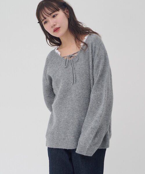 Discoat（ディスコート） ニット セーター 「umm.」レース使い2WAYプル