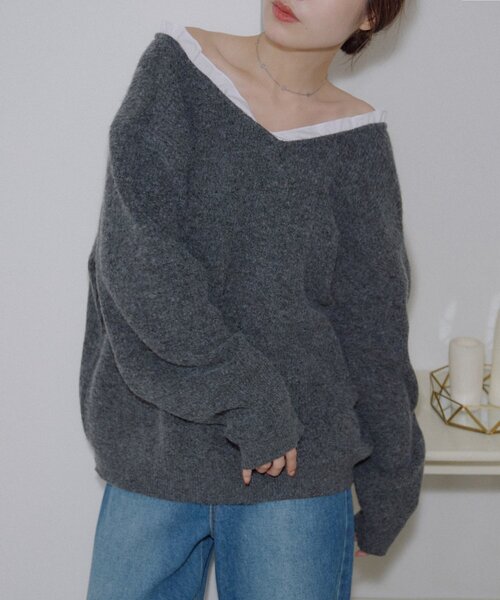 Discoat（ディスコート） ニット セーター 「umm.」レース使い2WAYプル