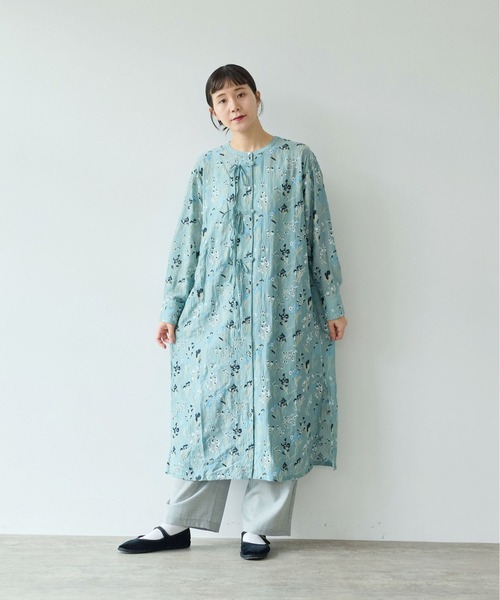 yuni ワンピース Floral embroidely ribon シャツワンピース