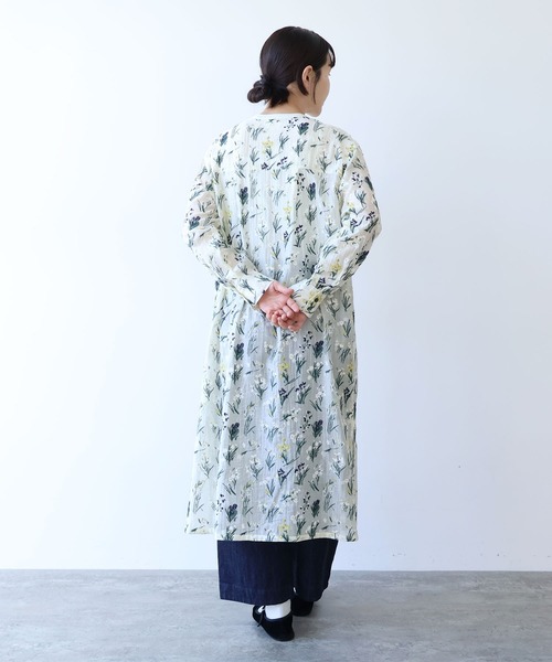 yuni ワンピース Floral embroidely ribon シャツワンピース