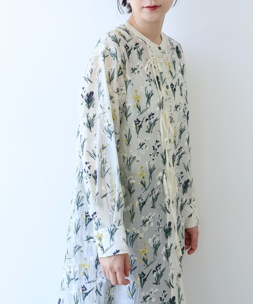 yuni Floral embroidely ribon シャツワンピース yuni ワンピース Floral embroidely ribon シャツワンピース