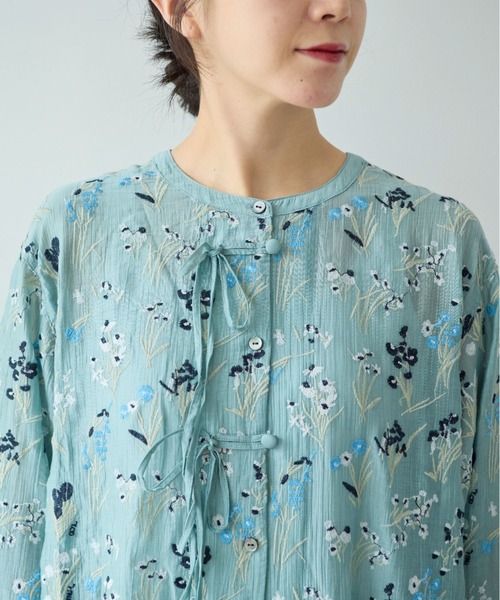 yuni Floral embroidely ribon シャツワンピース yuni ワンピース Floral embroidely ribon シャツワンピース