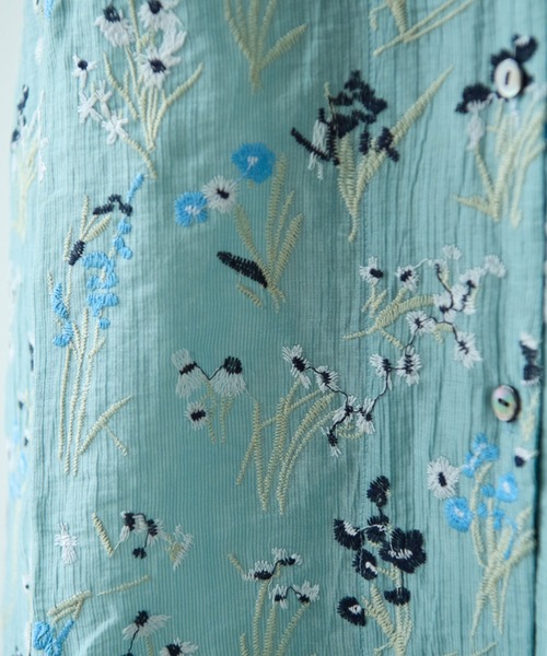 yuni ワンピース Floral embroidely ribon シャツワンピース
