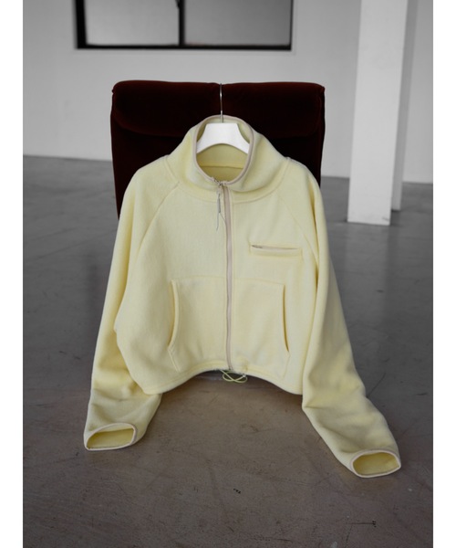 カーディガン cropped full zip fleece レディース