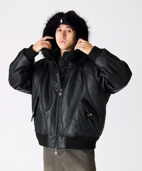 ジャケット・アウター opium n2b fur bomber jacket opium n2b fur bomber jacket