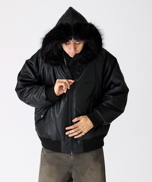 Y2K fur bomber down Parker フライトジャケット ファーカラーフライトジャケット | ファッション通販サイト NUGU