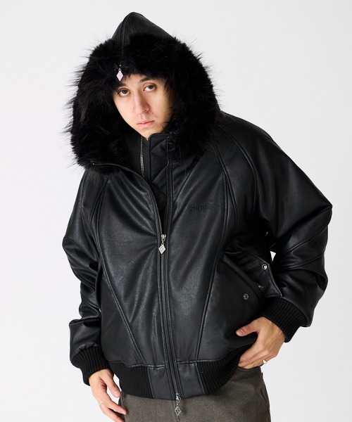 SUPPLIER（サプライヤー） ブルゾン アウター FAUX FUR HOODED BOMBER
