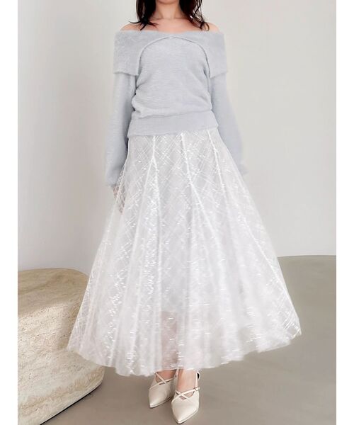 dazzlin（ダズリン） スカート スパンコールチュールチェックスカート