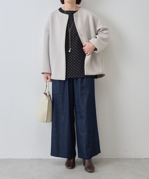 ビアズリー ノーカラーレザージャケット グレー 美品！ BEADSLEY BEARDSLEY（ビアズリー）の「レザージャケット（ノーカラージャケット