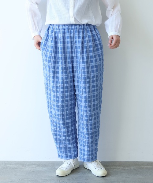 bulle de savon（ビュルデサボン） パンツ ○sheer check タックパンツ