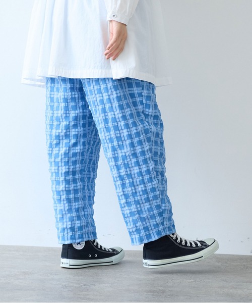 bulle de savon（ビュルデサボン） パンツ ○sheer check タックパンツ