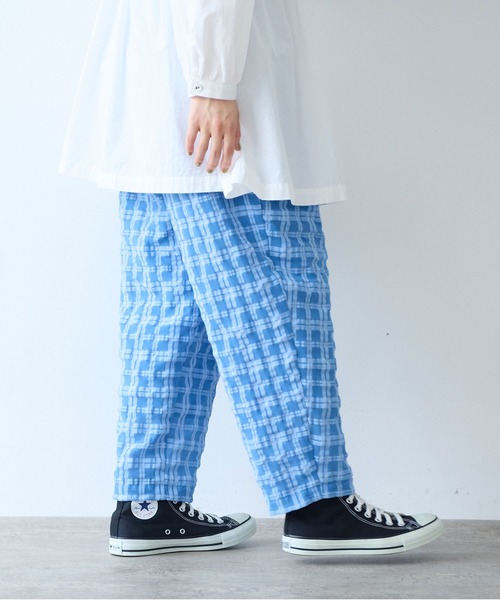 bulle de savon（ビュルデサボン） パンツ ○sheer check タックパンツ