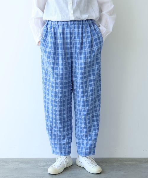 bulle de savon（ビュルデサボン） パンツ ○sheer check タックパンツ