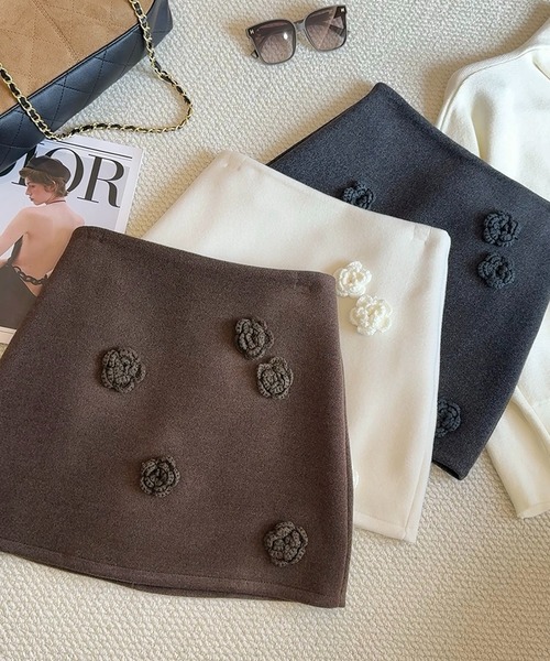 SHOUYO スカート 立体フラワーモチーフ ミニスカート : ZOZOTOWN Yahoo