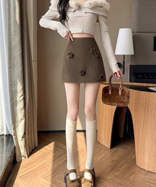 SHOUYO スカート 立体フラワーモチーフ ミニスカート : ZOZOTOWN Yahoo