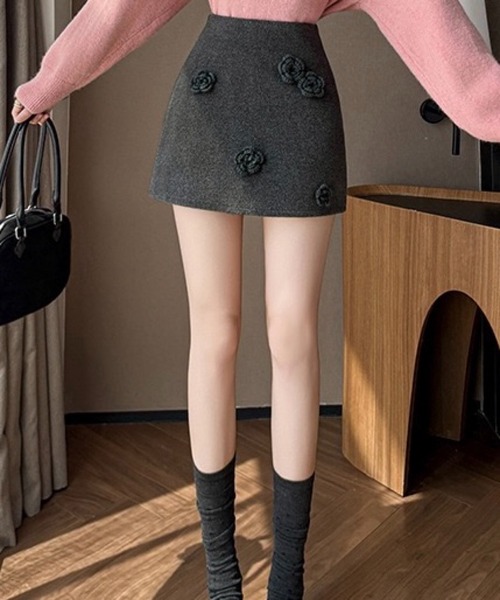 SHOUYO スカート 立体フラワーモチーフ ミニスカート : ZOZOTOWN Yahoo