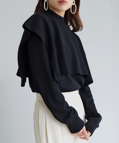 「HER CLOSET」 「SHE MO SHELLY」長袖ニット M ブラック レディース_画像7