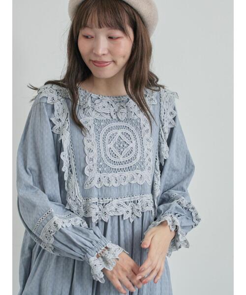 新品タグ付き✨ツハルバイサマンサモスモス 刺繍タックワンピース インド綿 長袖 TSUHARU by Samansa Mos2（ツハルバイサマンサモスモス）の「刺繍