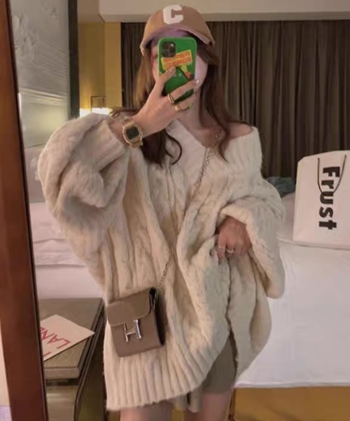 「CELENA BEATS」 長袖ニット FREE レッド レディース_画像3