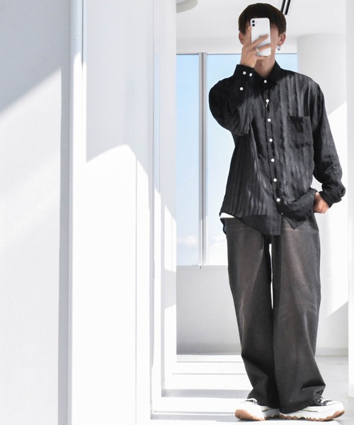 [Anytime Songs] [HALHAM] рубашка с длинным рукавом MEDIUM черный мужской 