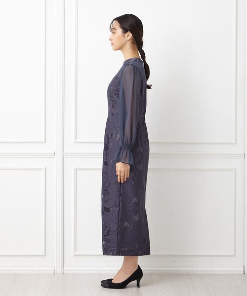 「AIMER」 長袖ワンピース LARGE ネイビー レディース_画像5