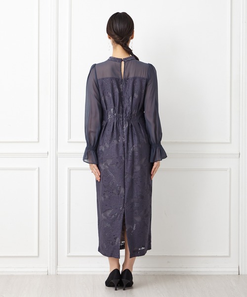 「AIMER」 長袖ワンピース LARGE ネイビー レディース_画像6