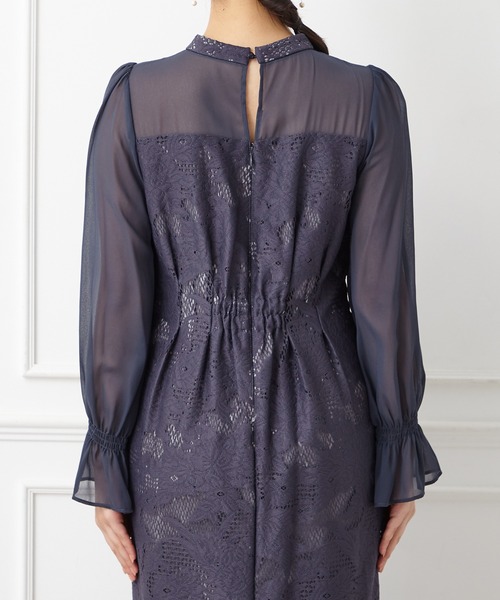 「AIMER」 長袖ワンピース LARGE ネイビー レディース_画像8