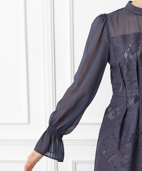 「AIMER」 長袖ワンピース LARGE ネイビー レディース_画像9