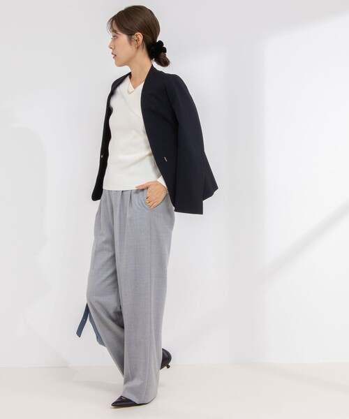 「NOLLEY'S Sophi」 ノーカラージャケット 38 ネイビー レディースの画像