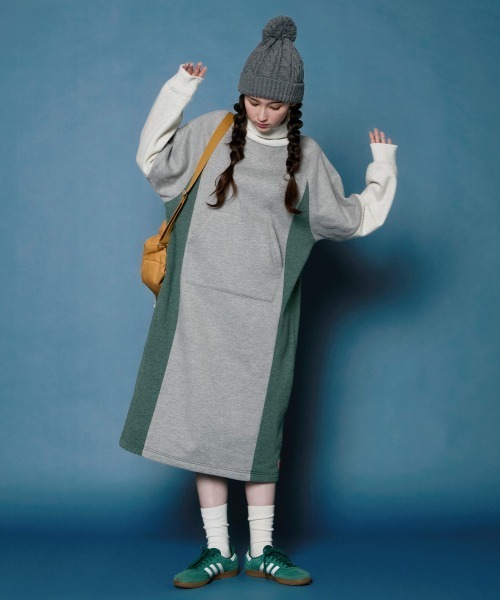 「KRIFF MAYER Lady's Collection」 長袖ワンピース MEDIUM グレー レディース_画像4