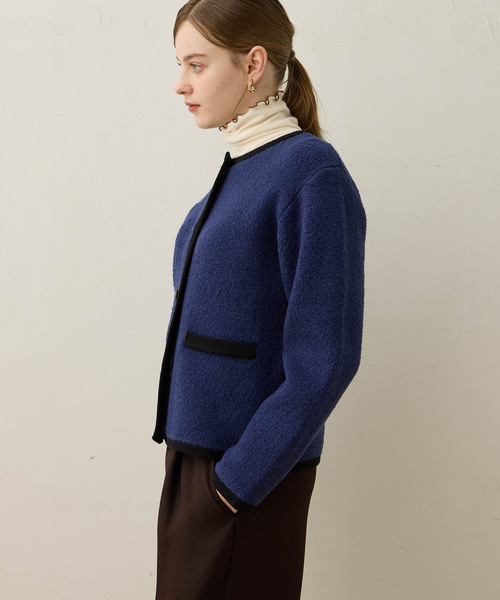 「LE SOUK HOLIDAY」 ニットカーディガン L ネイビー レディース_画像5
