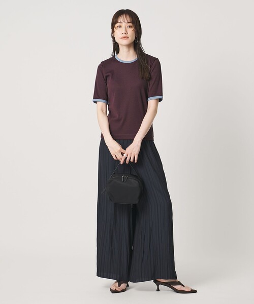 tシャツ リブ バイカラーパイピング Tシャツ レディースの画像