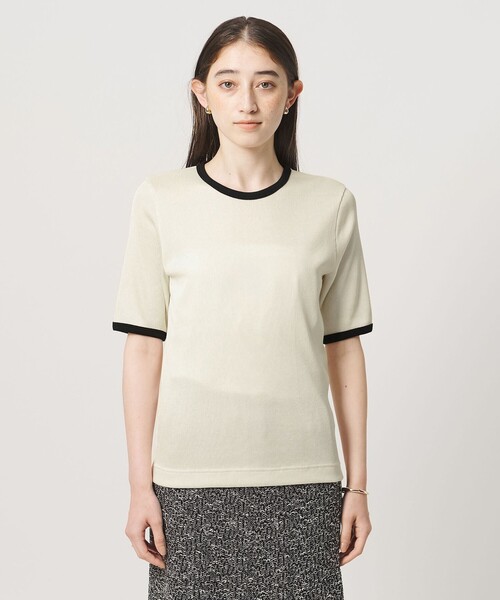 tシャツ リブ バイカラーパイピング Tシャツ レディースの画像