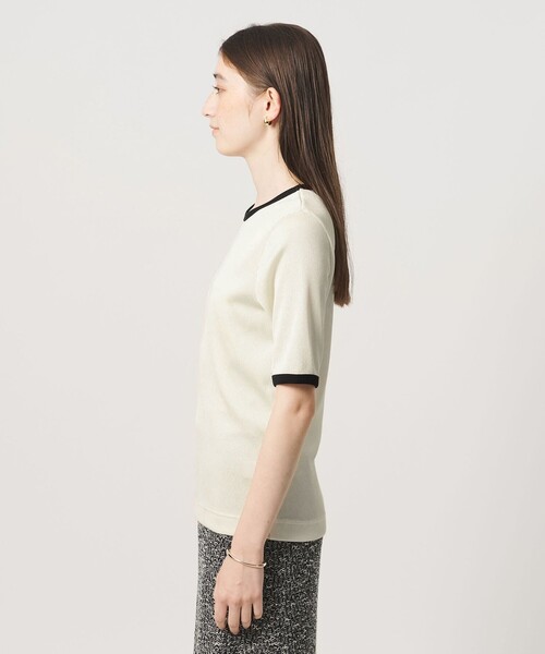 tシャツ リブ バイカラーパイピング Tシャツ レディースの画像