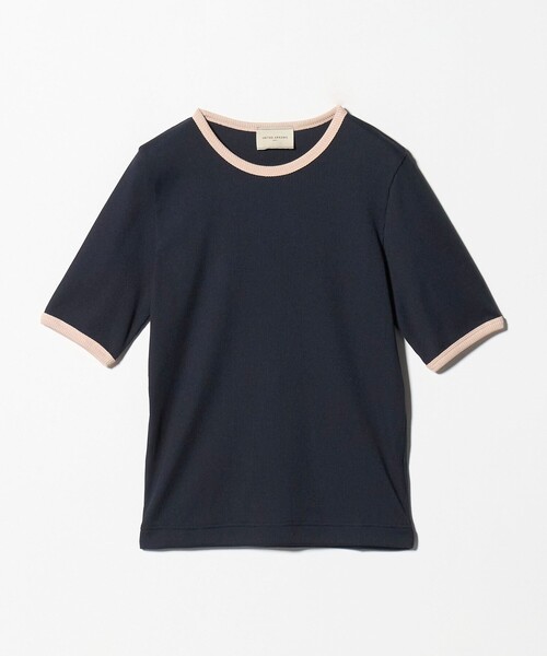 tシャツ リブ バイカラーパイピング Tシャツ レディースの画像
