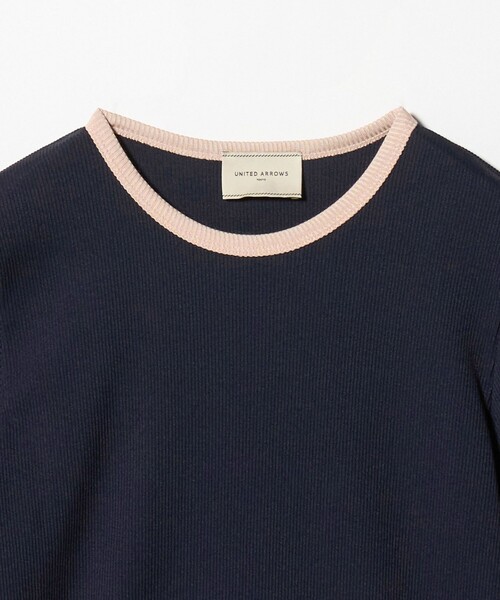 tシャツ リブ バイカラーパイピング Tシャツ レディースの画像
