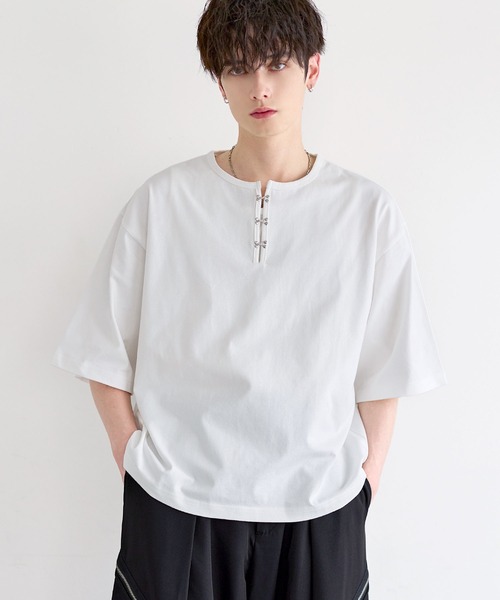 LILL（リル） ヘンリーネック tシャツ シルバーパーツヘビーウエイト