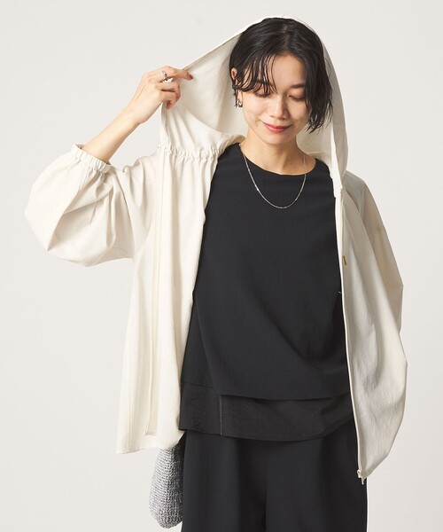 ブラウス シャツ 「size SHORTあり」フード ギャザー シャツ レディースの画像