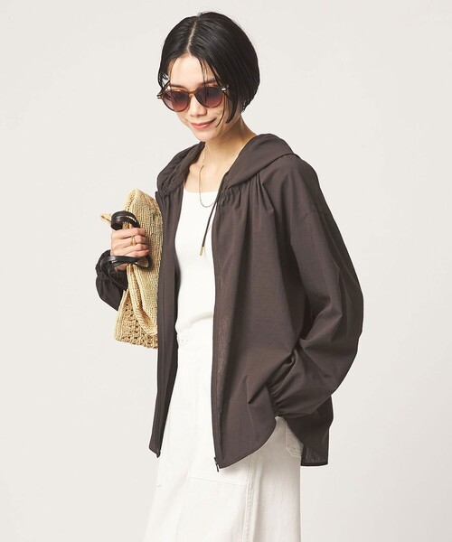 ブラウス シャツ 「size SHORTあり」フード ギャザー シャツ レディースの画像