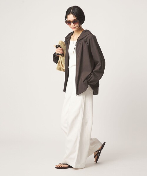 ブラウス シャツ 「size SHORTあり」フード ギャザー シャツ レディースの画像