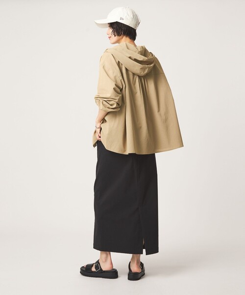 ブラウス シャツ 「size SHORTあり」フード ギャザー シャツ レディースの画像