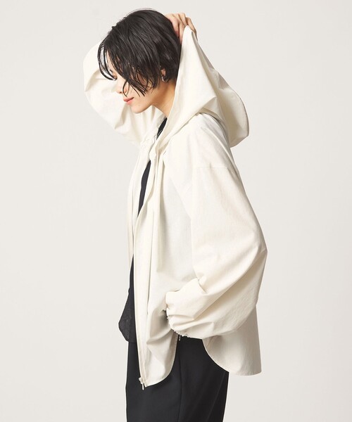 ブラウス シャツ 「size SHORTあり」フード ギャザー シャツ レディースの画像